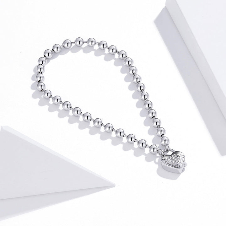 925 Sterling Silver Bracelet with Pavé Setting CZ and Platinum Plating, 17cm for Women