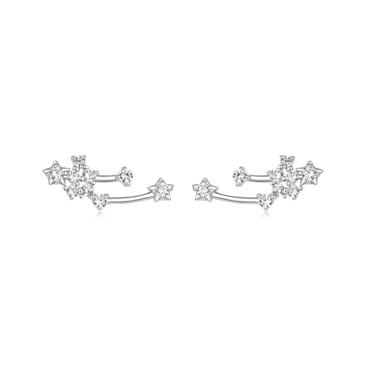 925 Sterling Silver &amp; Brass White Gold Plated Earrings with CZ for Women