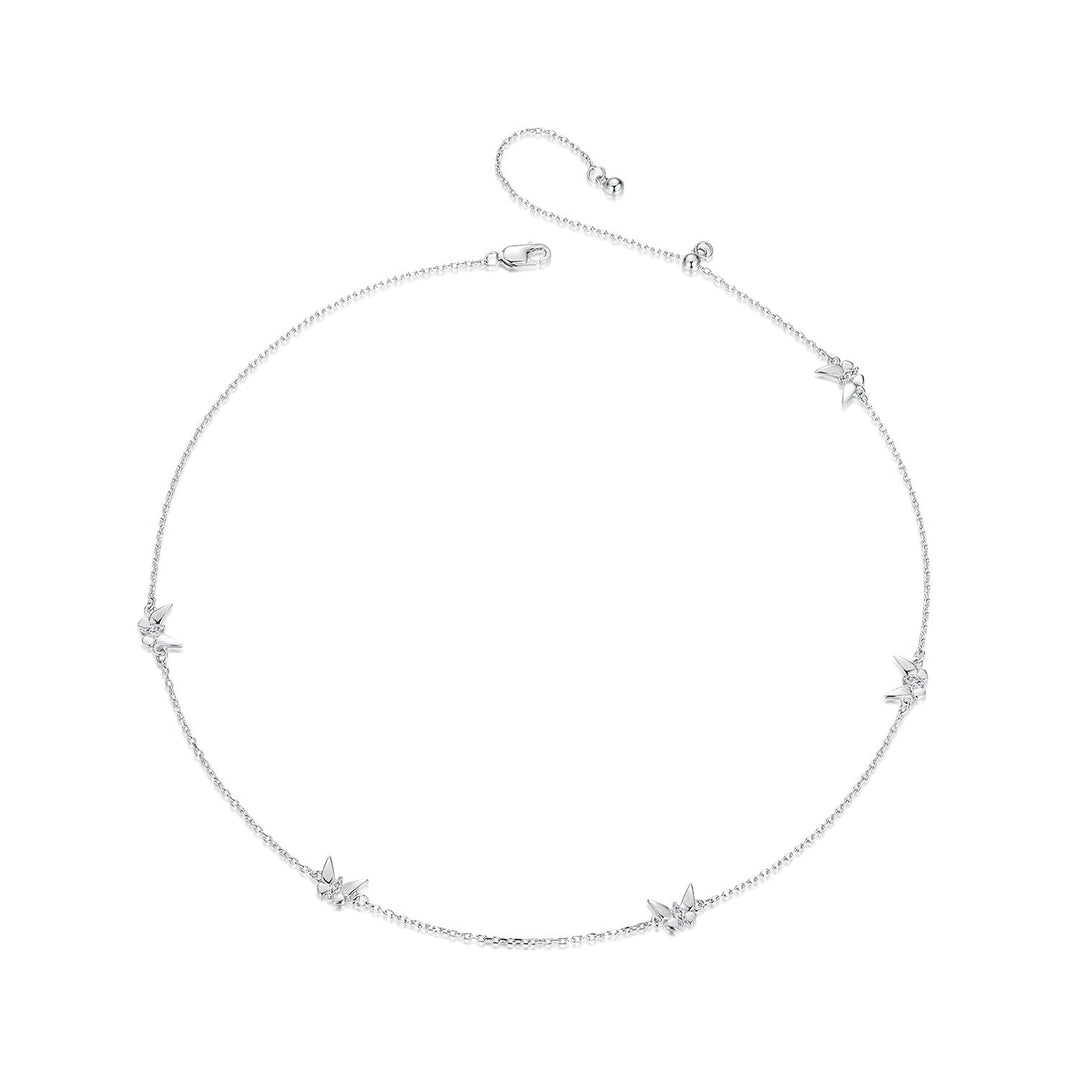925 Sterling Silver Adjustable Necklace with White Gold Plating