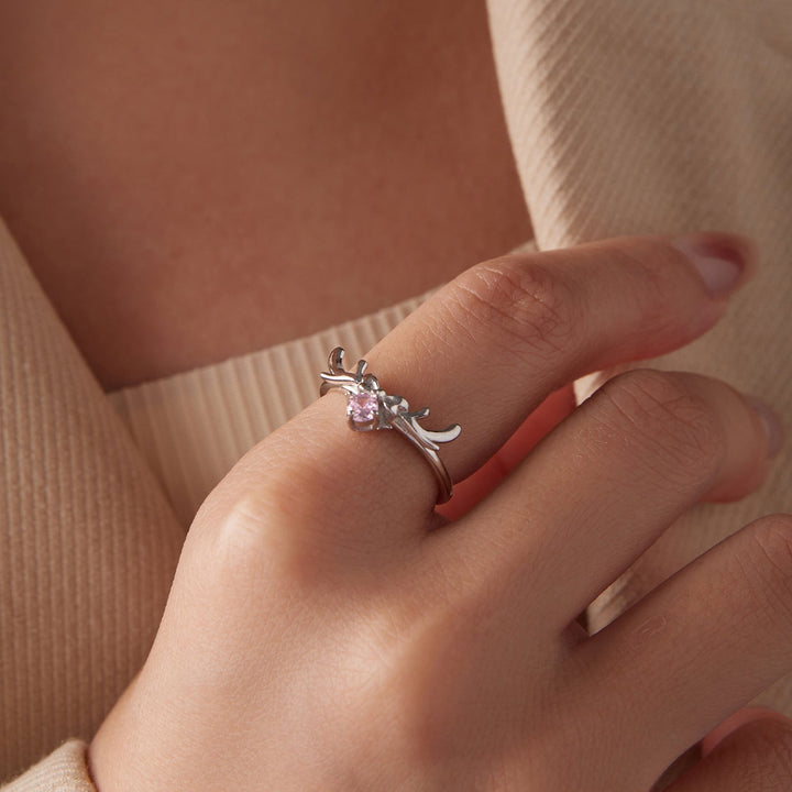 925 Sterling Silver White Gold Plated Bow-Knot Ring with CZ for Women