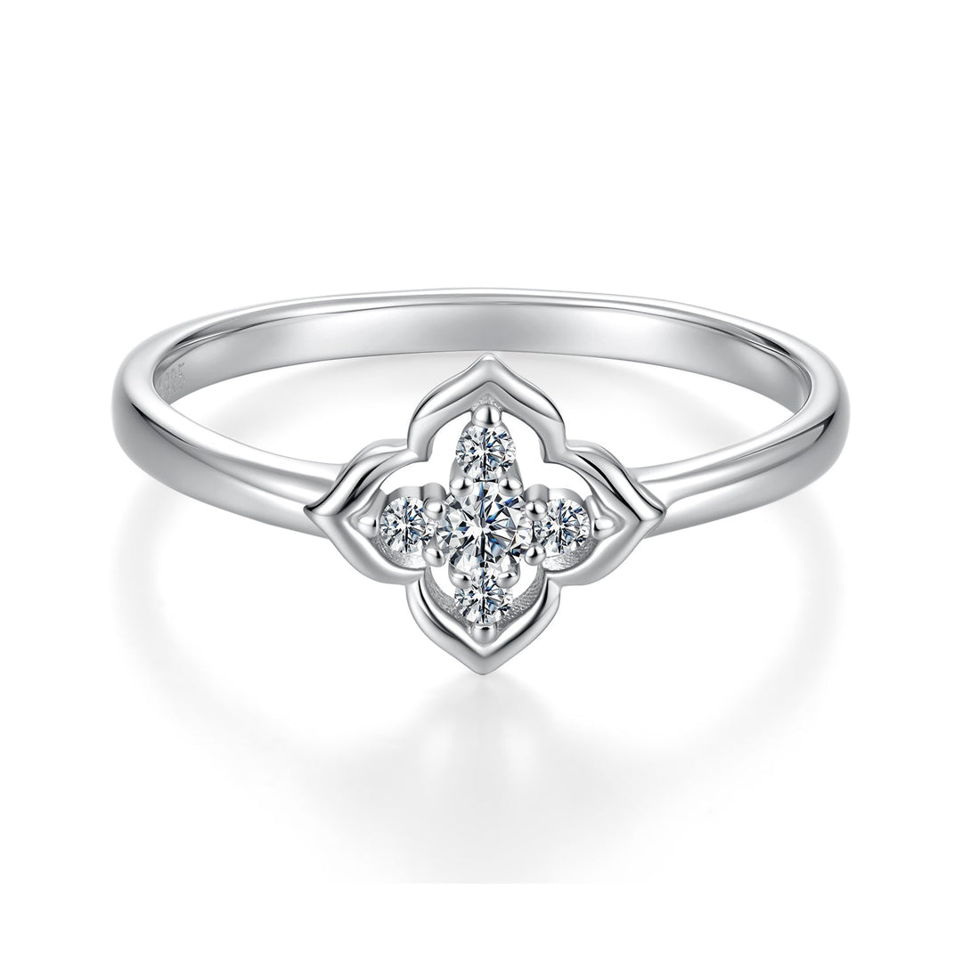 925 Sterling Silver White Gold Plated Moissanite Size 6 Ring for Women