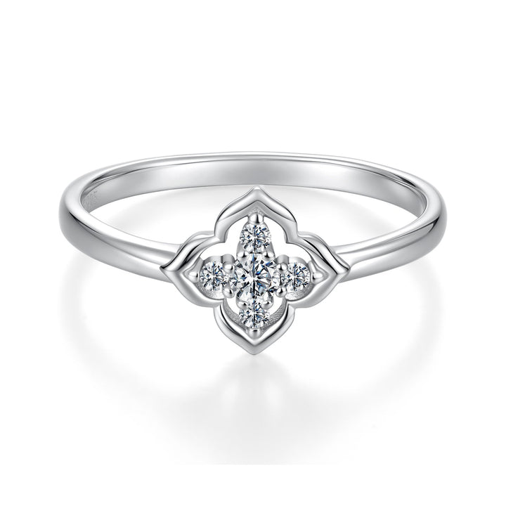 925 Sterling Silver White Gold Plated Moissanite Size 6 Ring for Women