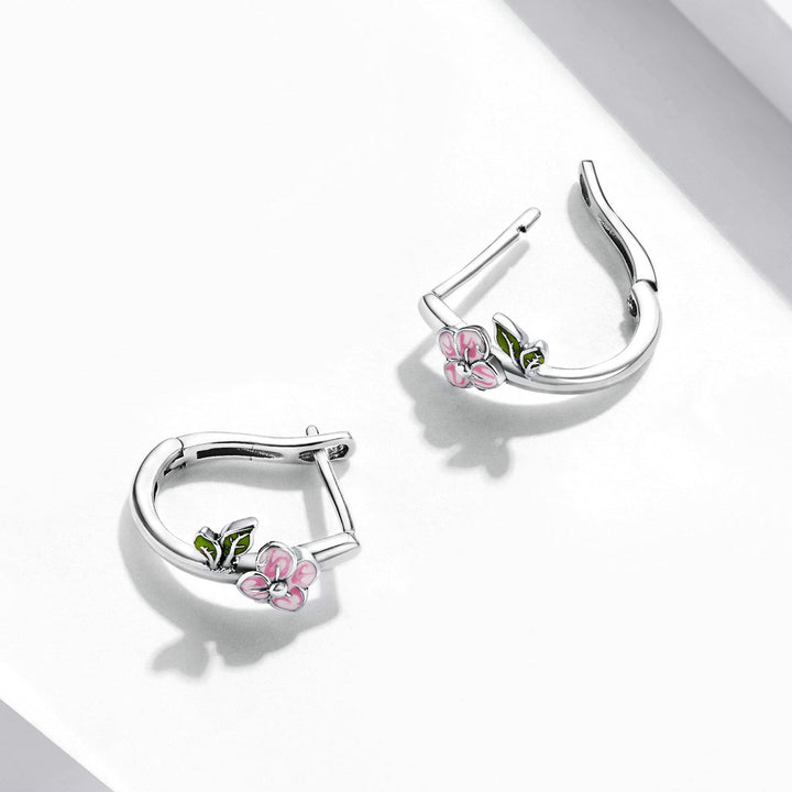925 Sterling Silver Enamel Oxidized Silver Earrings for Women - 1.5x0.7cm