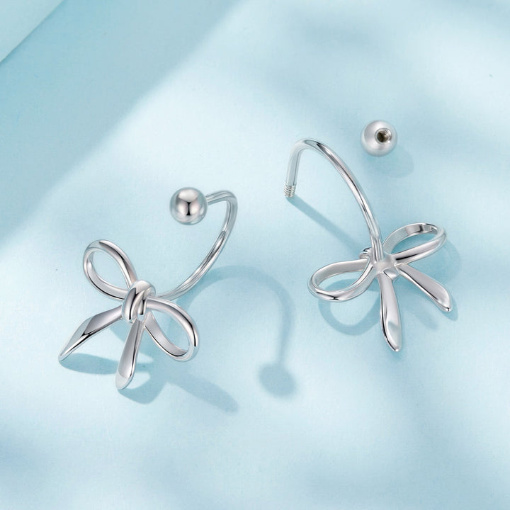 925 Sterling Silver Earrings with White Gold Plating - 1.0*1.3 cm
