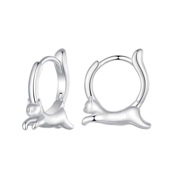 925 Sterling Silver Earrings for Women, Size 15*4mm, Inner Diameter 10mm, Plated Platinum