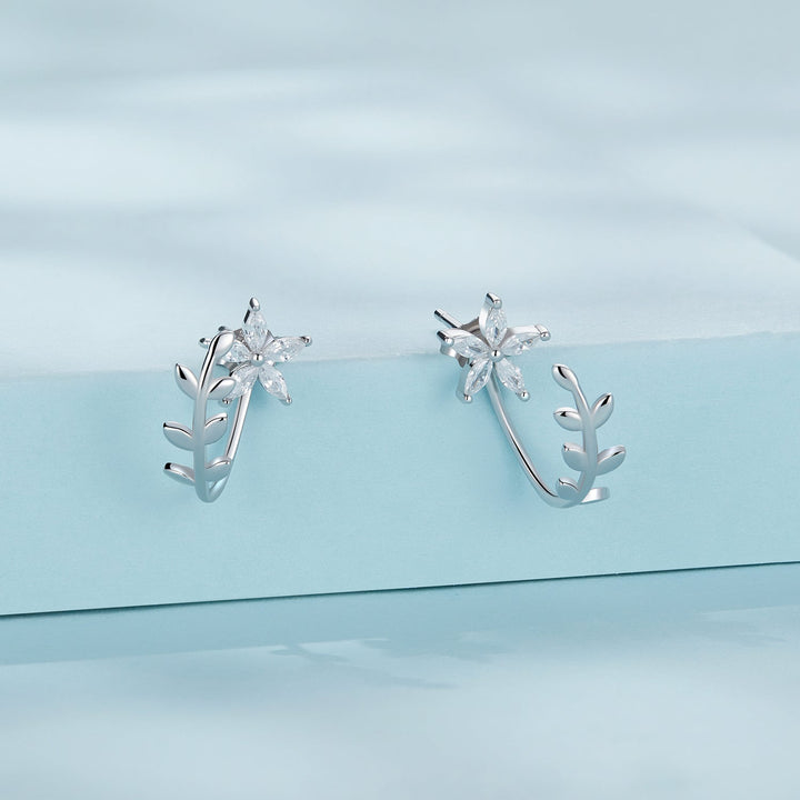 925 Sterling Silver Plated Platinum Earrings with CZ