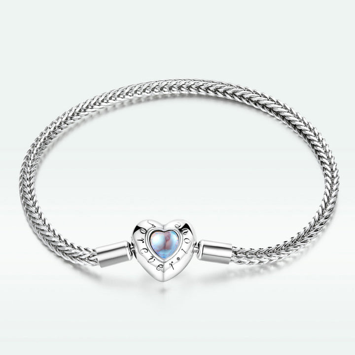 925 Sterling Silver Moonstone Bracelet 17cm for Women