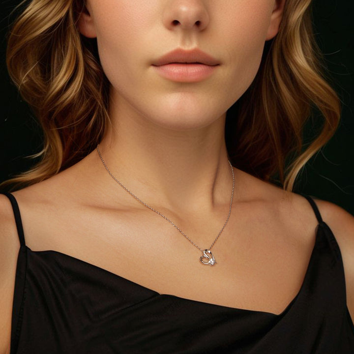 925 Sterling Silver Moissanite Necklace with Pendant and White Gold Plating for Women