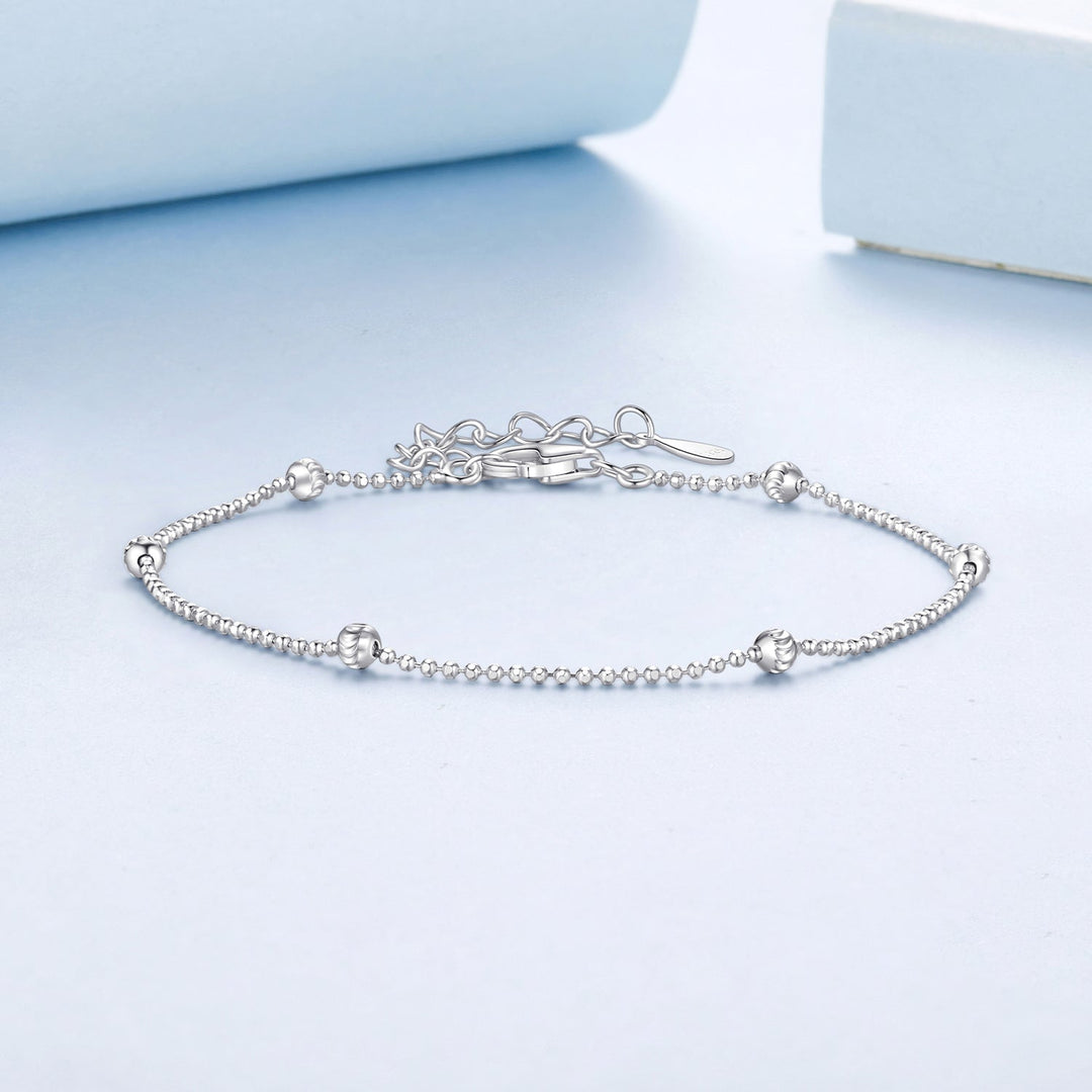 925 Sterling Silver &amp; Plated White Gold Bracelet with Adjustable Length