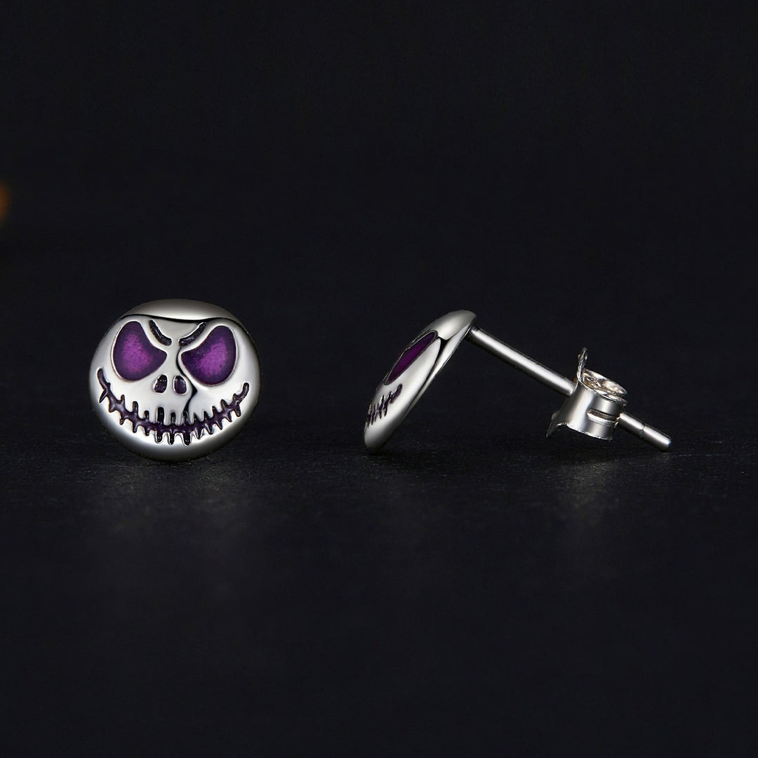 925 Sterling Silver Enamel Oxidized Earrings - 8mm for Women