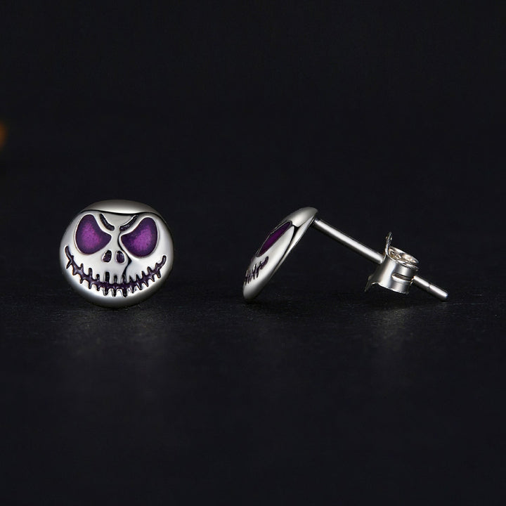 925 Sterling Silver Enamel Oxidized Earrings - 8mm for Women
