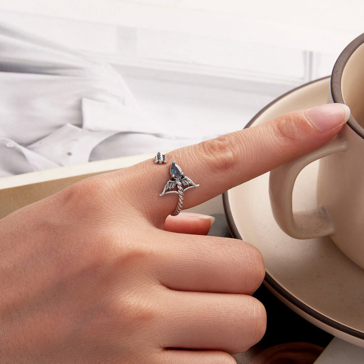 925 Sterling Silver Oxidized Glass Ring