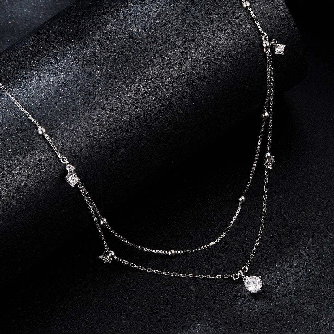 925 Sterling Silver Plated White Gold Moissanite Necklace 400+50mm for Women
