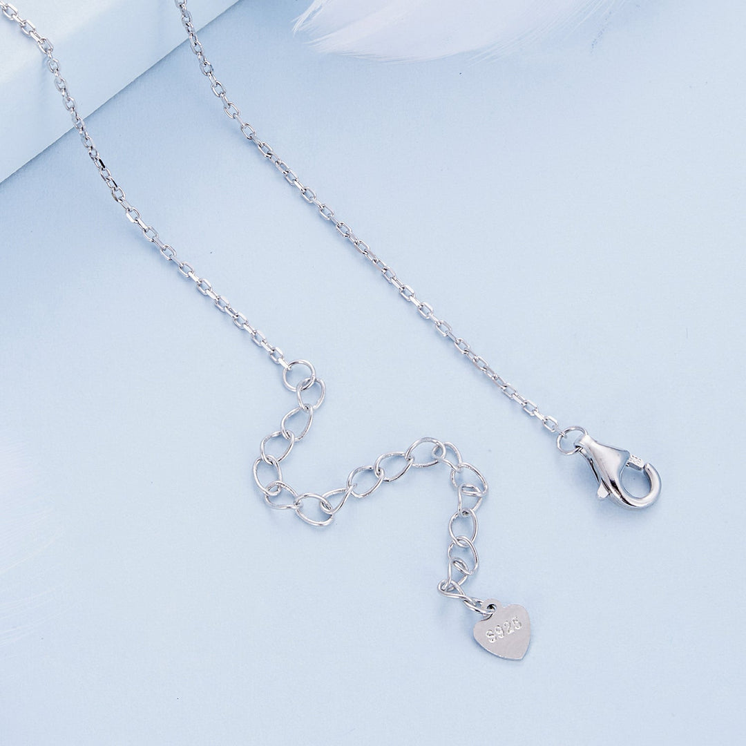 925 Sterling Silver Pendant Necklace with Pavé CZ and Plated Platinum