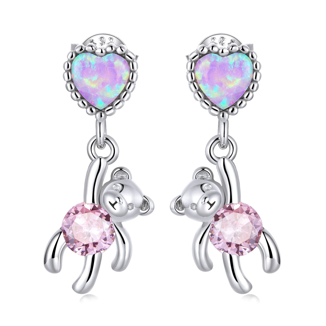 925 Sterling Silver Earrings with Translucent Opal and CZ for Women