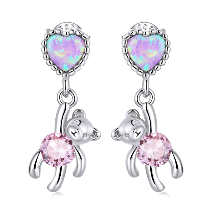 925 Sterling Silver Earrings with Translucent Opal and CZ for Women