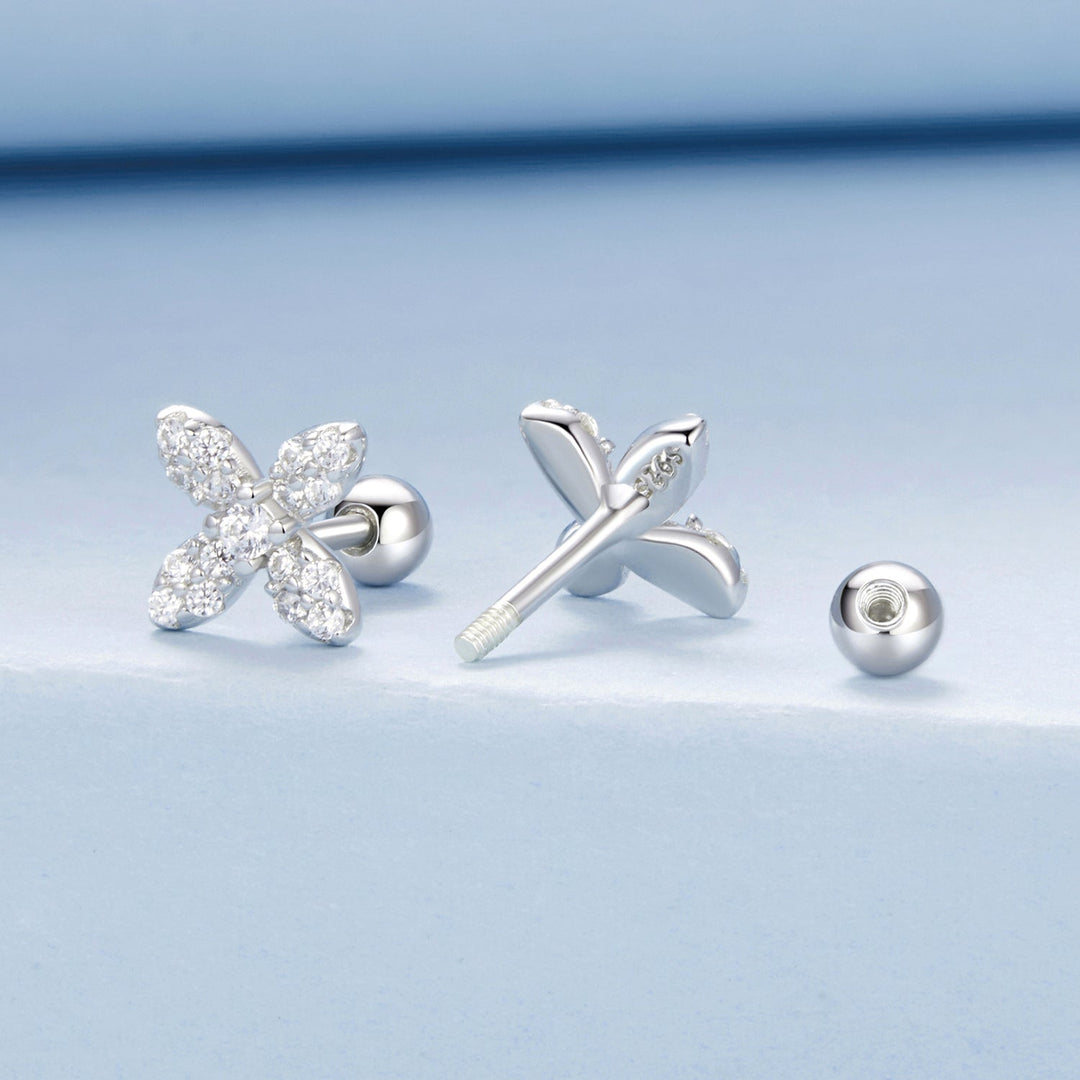 925 Sterling Silver Earrings with Pavé Setting CZ in Elegant Design