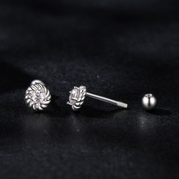 925 Sterling Silver 3mm Moissanite Earrings for Women