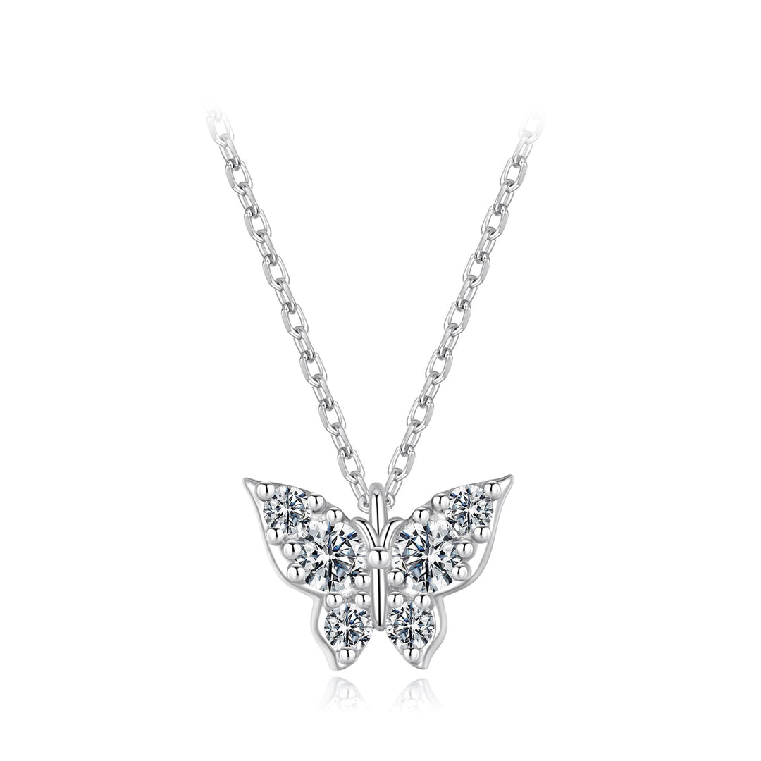 925 Sterling Silver Plated White Gold Moissanite Necklace 40+5cm for Women