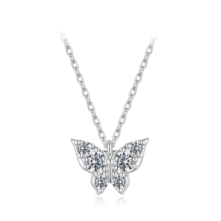 925 Sterling Silver Plated White Gold Moissanite Necklace 40+5cm for Women