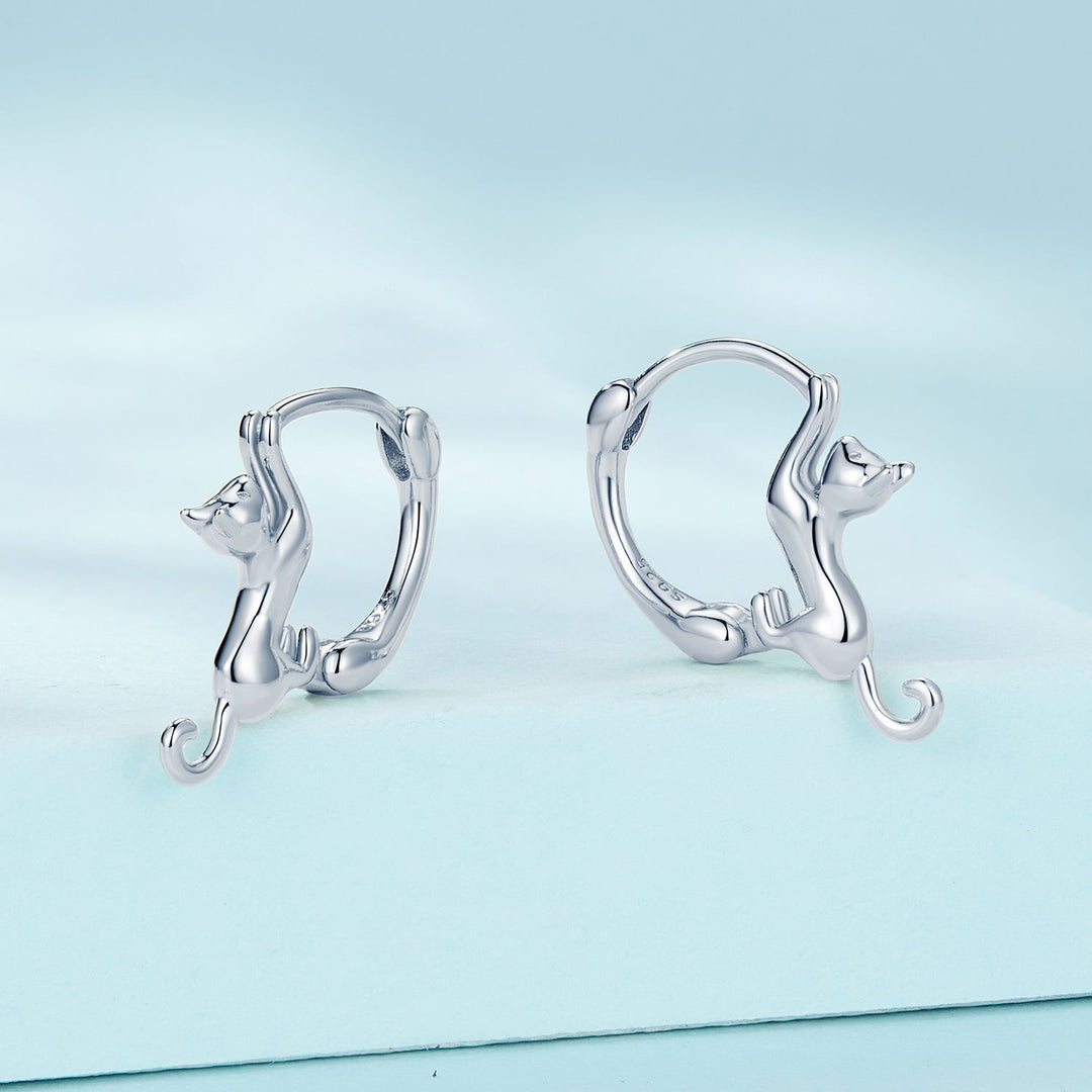 925 Sterling Silver Plated Gold Earrings Size 1.8cm for Women