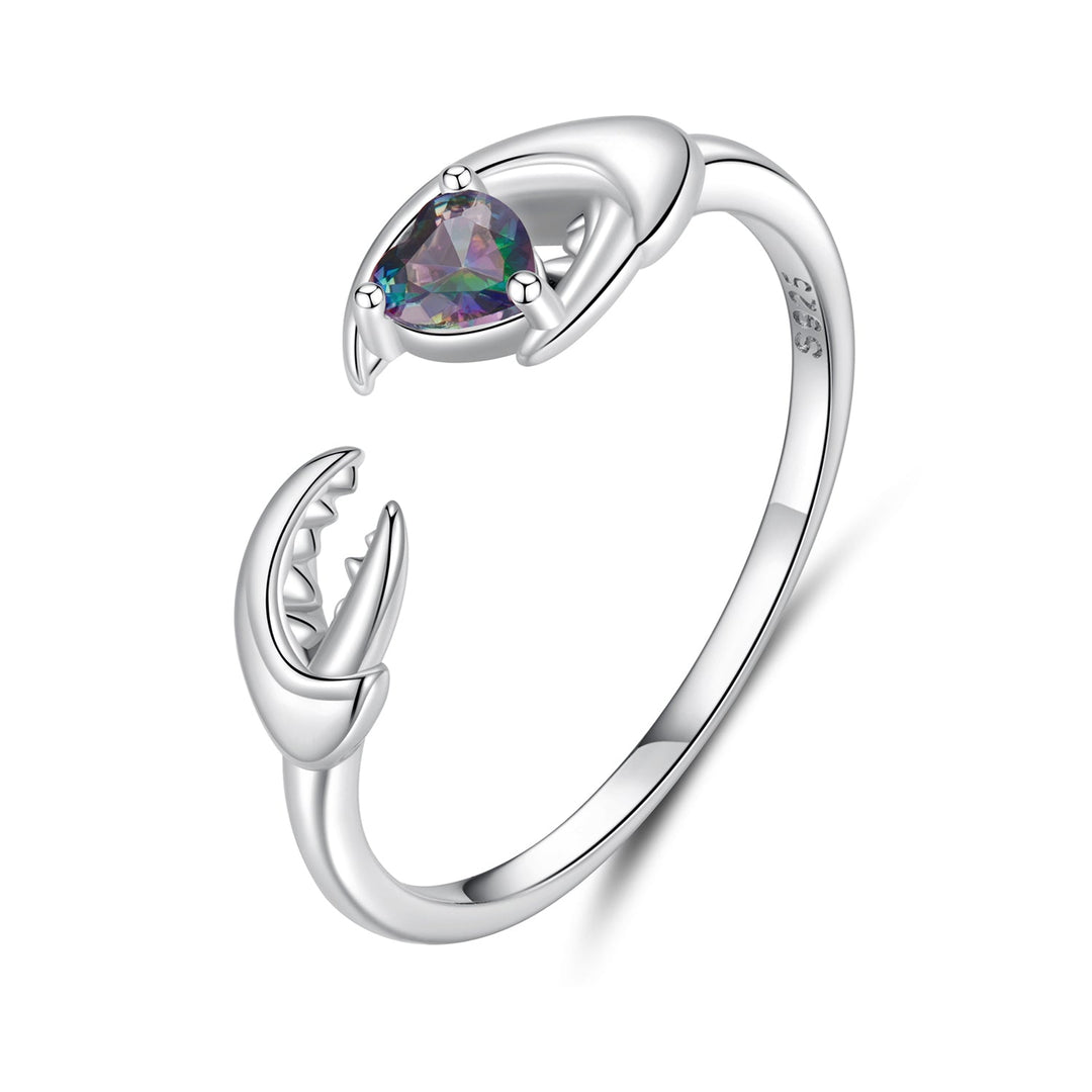 925 Sterling Silver Transparent Glass Oxidized Silver Ring for Women