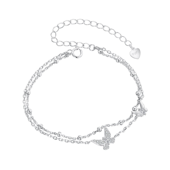 925 Sterling Silver Bracelets with Platinum Plating and CZ Stones - 150+60mm