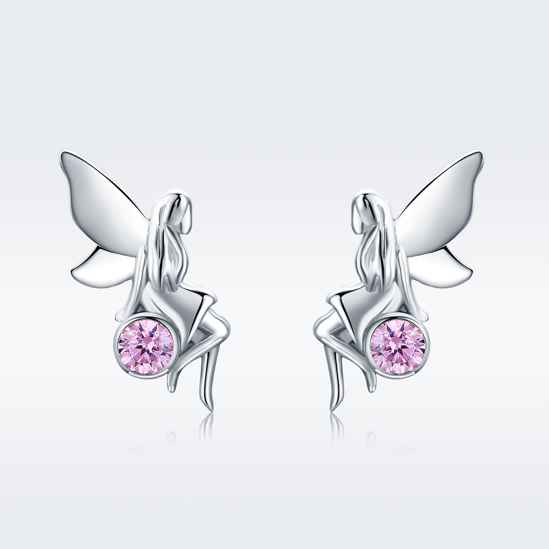 925 Sterling Silver Earrings with Pavé Setting CZ, 1.6*0.7 cm for Women