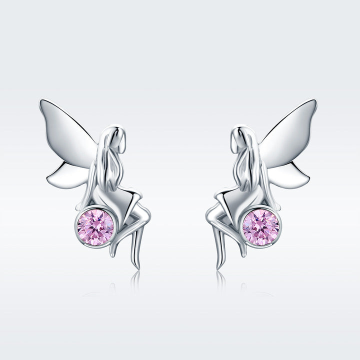 925 Sterling Silver Earrings with Pavé Setting CZ, 1.6*0.7 cm for Women