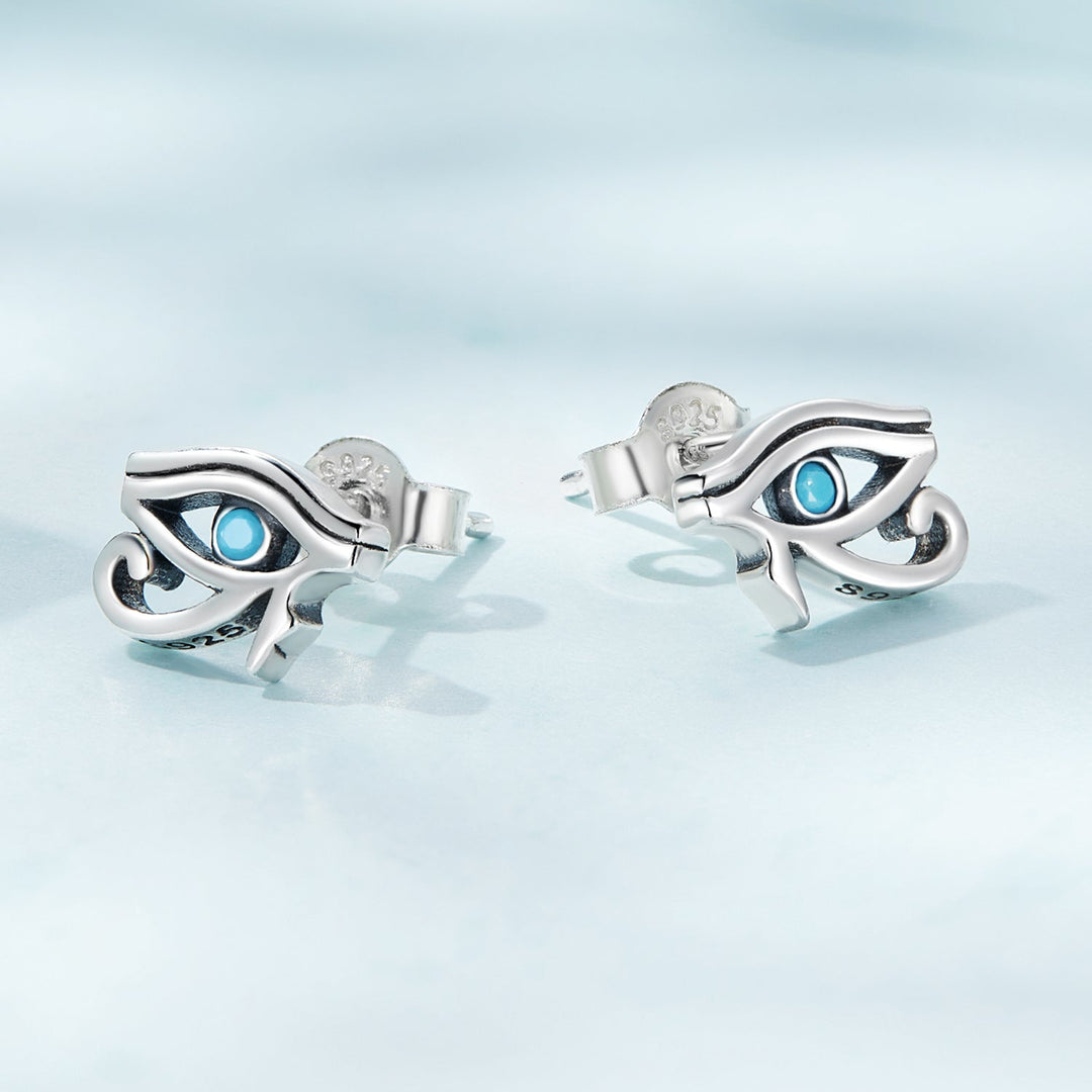 925 Sterling Silver Turquoise Earrings, 0.6*0.9cm, Oxidized Silver Finish for Women
