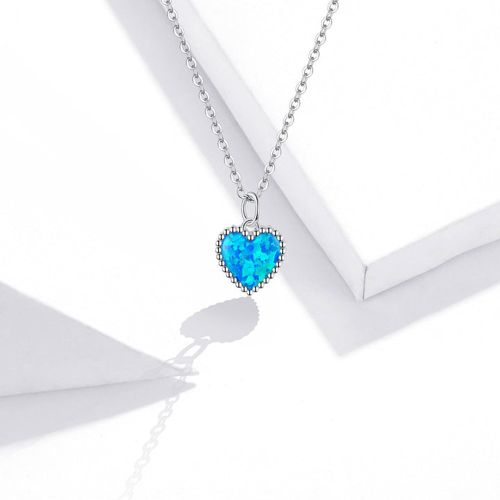 925 Sterling Silver Plated Translucent Opal Necklace 45cm for Women