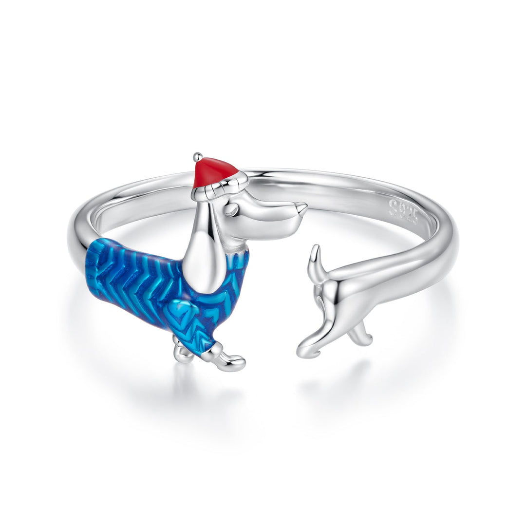 925 Sterling Silver Enamel Ring for Dogs, 0.2cm Width, White Gold Plated