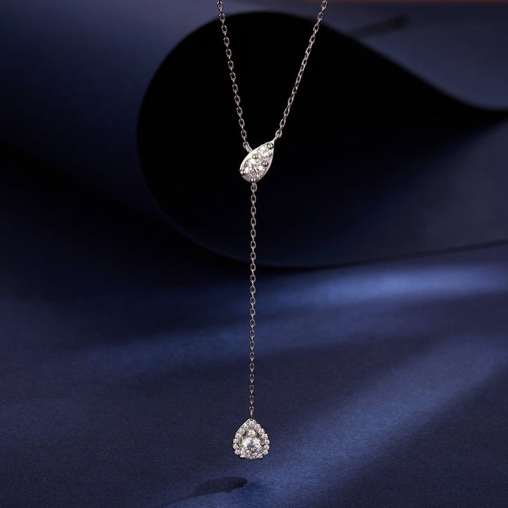 925 Sterling Silver Moissanite Necklace with 3 Stone Sizes for Women