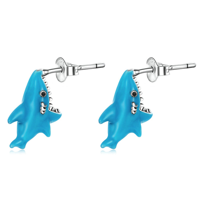 925 Sterling Silver Oxidized Enamel Earrings for Women - 1.3x0.5cm
