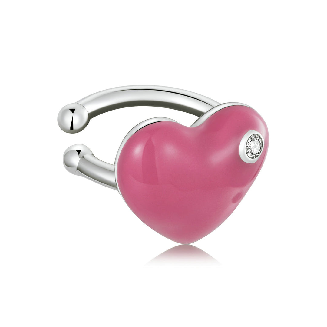 925 Sterling Silver Earrings with Pavé CZ &amp; Enamel, 1.0*1.3cm, for Women