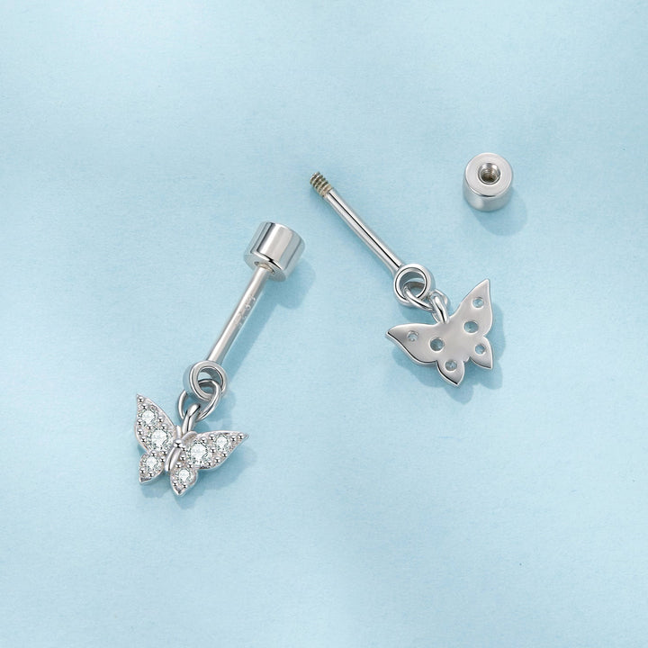 925 Sterling Silver White Gold Plated Earrings with CZ