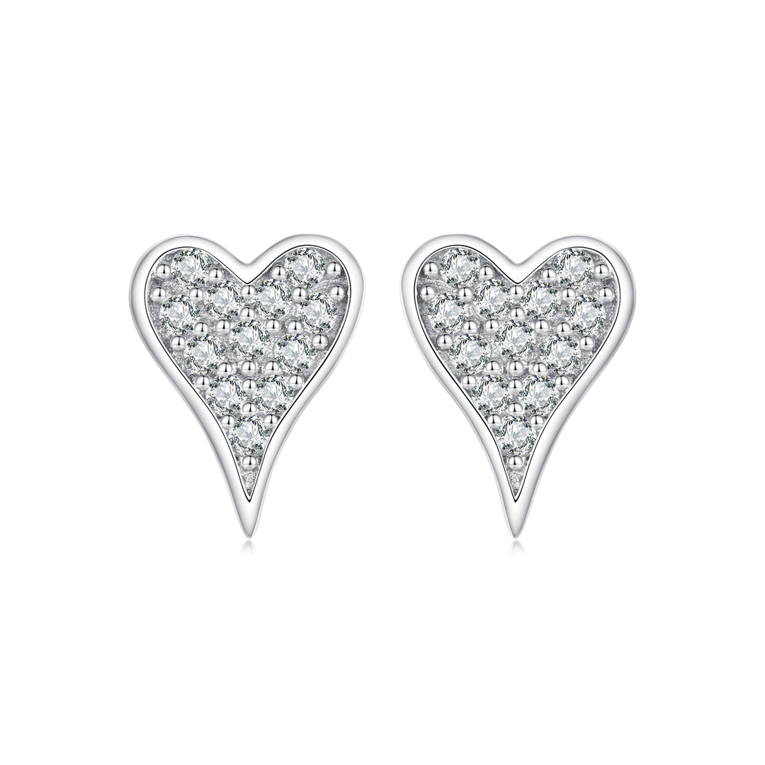 925 Sterling Silver White Gold Plated Pavé CZ Earrings