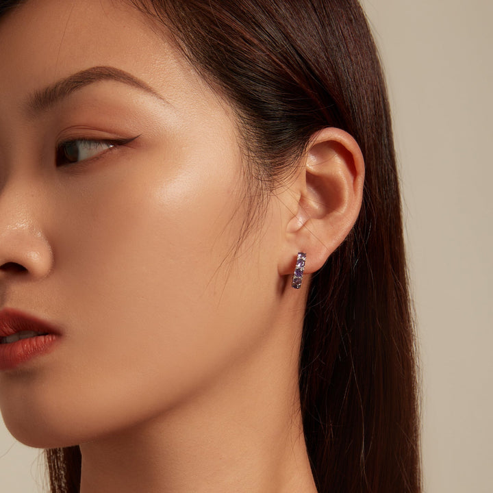 925 Sterling Silver Earrings with Pavé Setting and Plated Platinum for Women