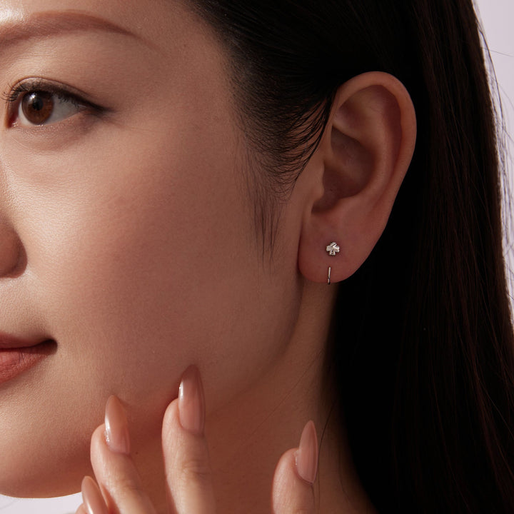 S925 Silver Brass and White Gold Plated 1.4cm Earrings for Women