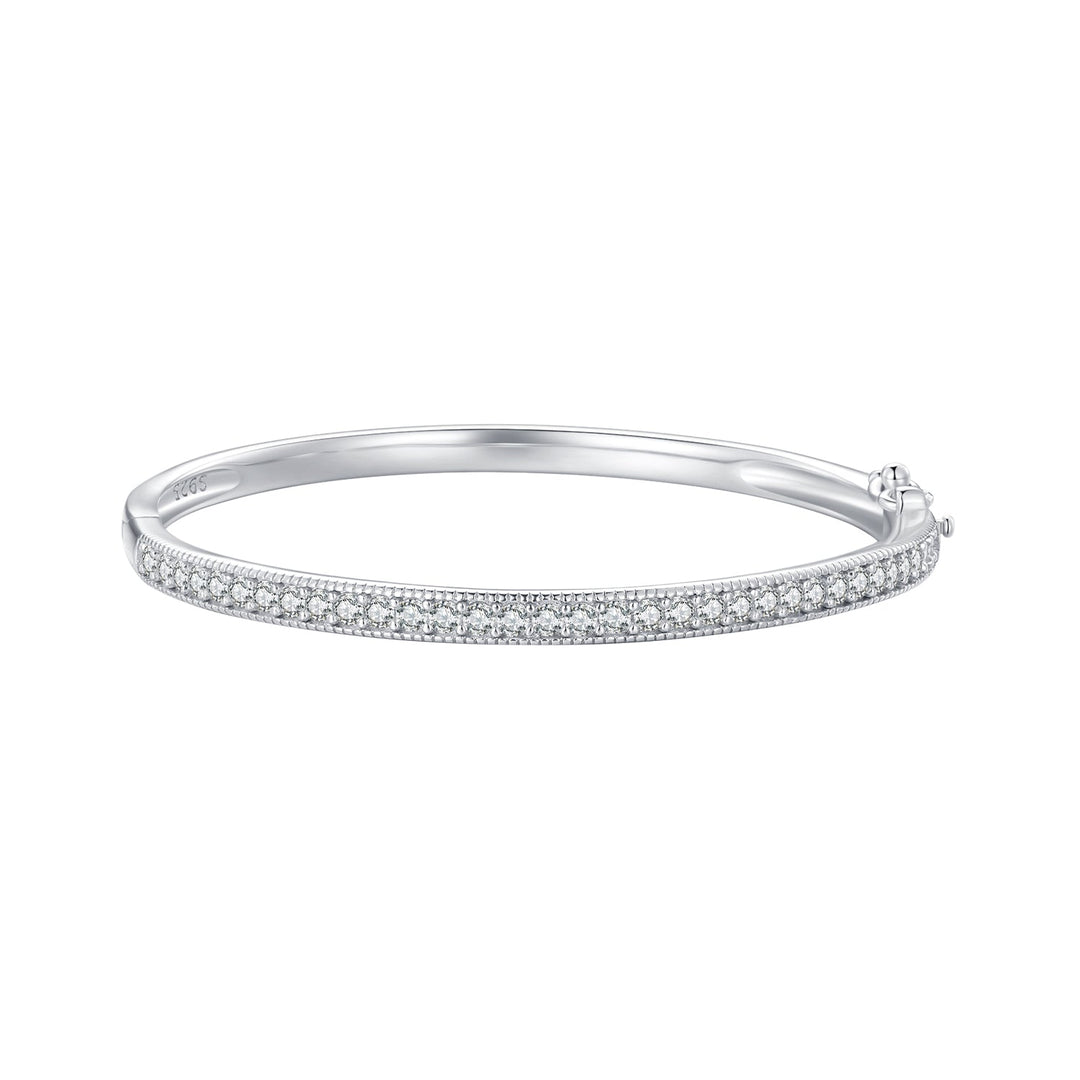 925 Silver &amp; Platinum Pavé Setting CZ Bracelets, Size 17.0 mm for Women