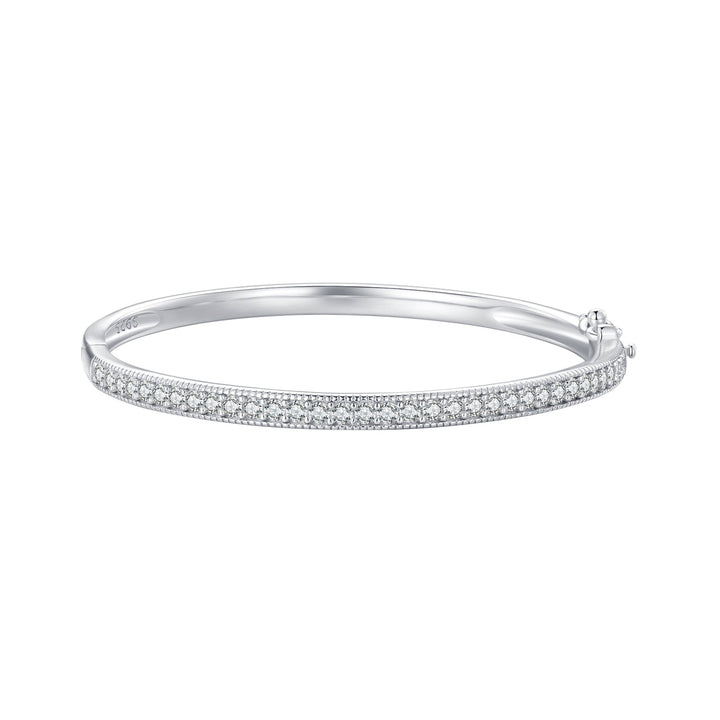 925 Silver &amp; Platinum Pavé Setting CZ Bracelets, Size 17.0 mm for Women