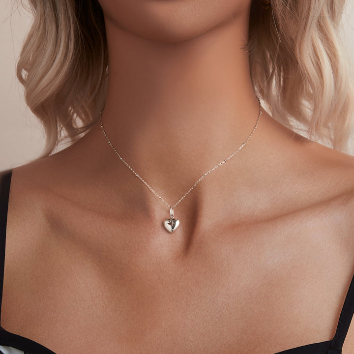 925 Sterling Silver Plated White Gold Necklace 40+5cm with 1.8*1.0cm Pendant for Women