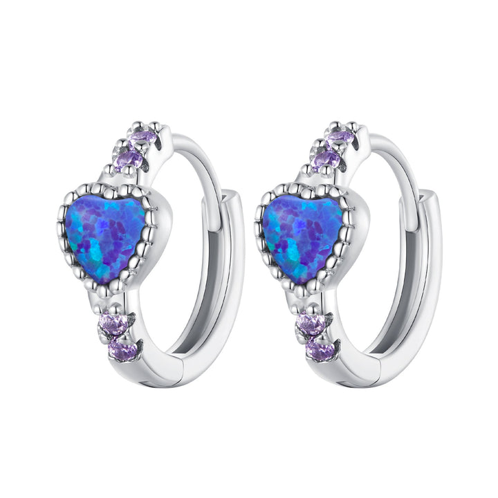 925 Sterling Silver Translucent Opal Earrings with CZ for Women