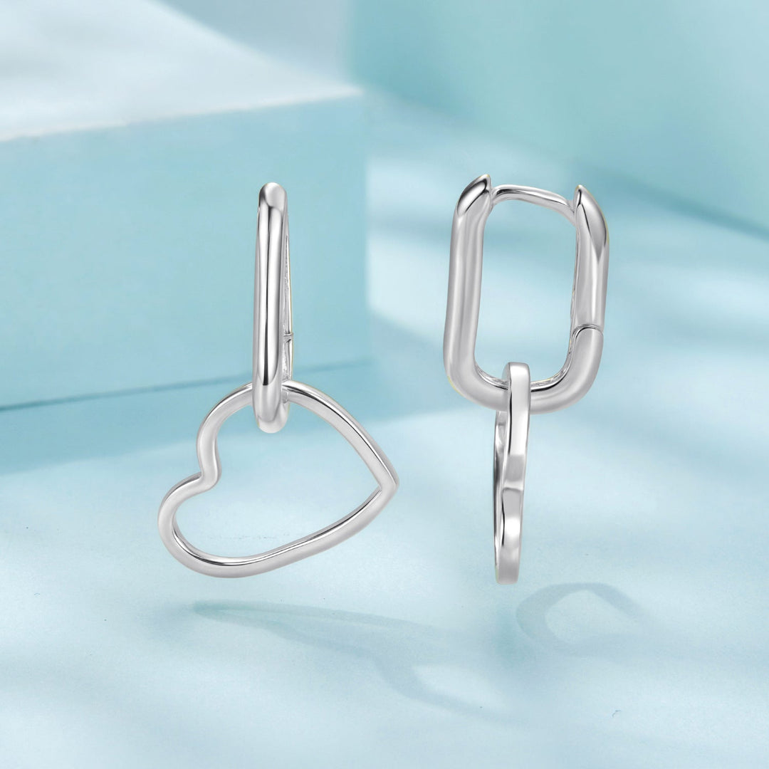 925 Sterling Silver Earrings with Love Pendant for Women