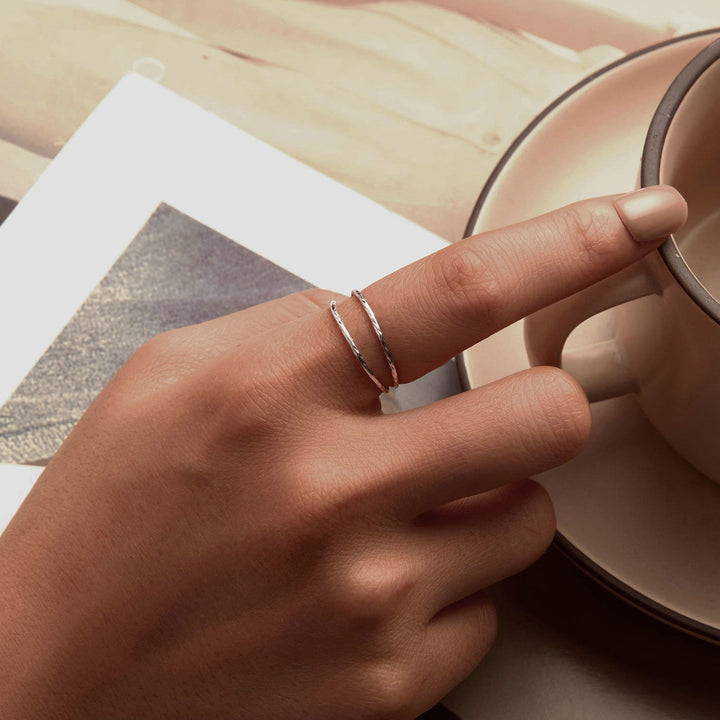 925 Sterling Silver &amp; White Gold Plated Ring for Women - Stylish Width 2.3-6.3mm