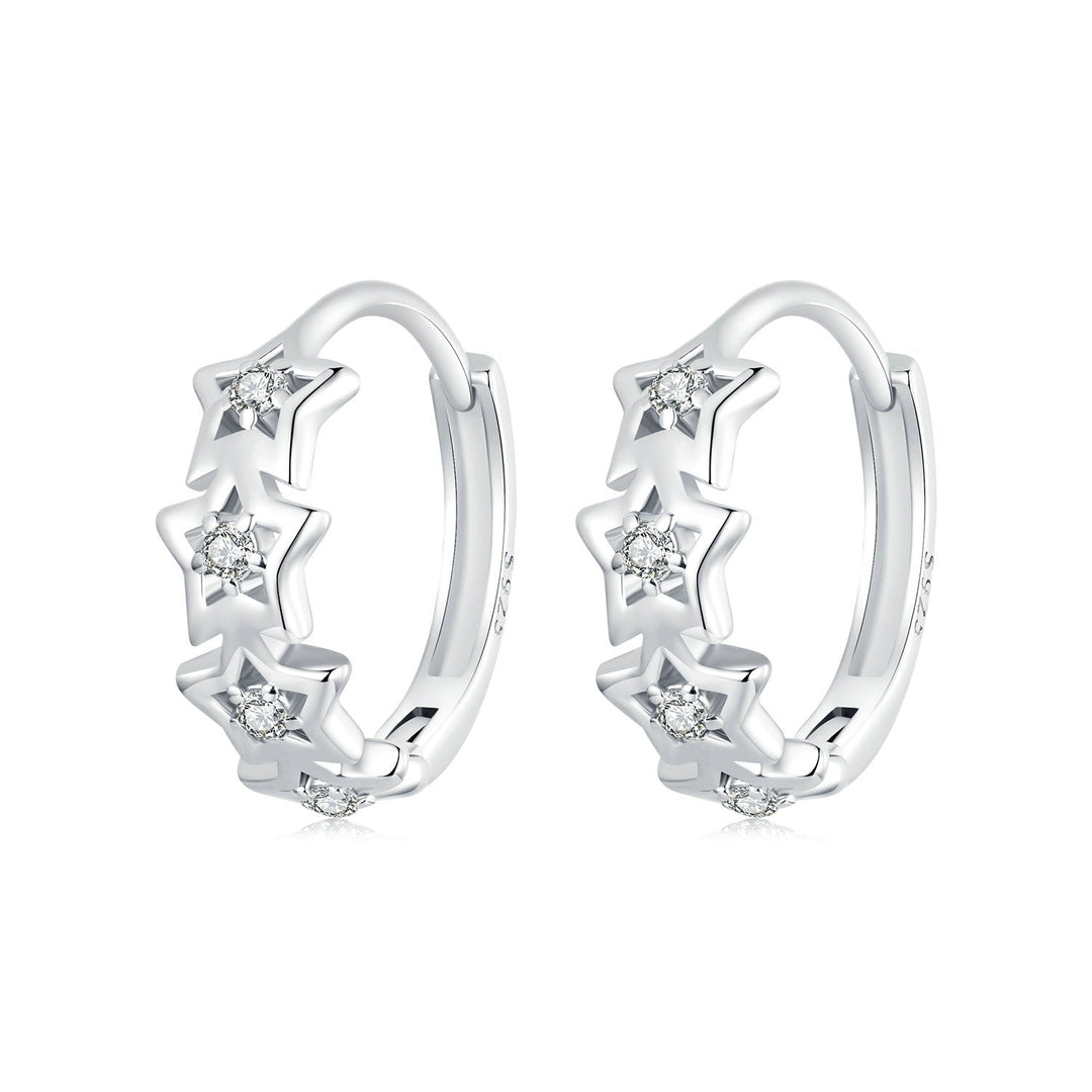 925 Sterling Silver Earrings with Pavé Setting, Size: 13*5mm, for Women