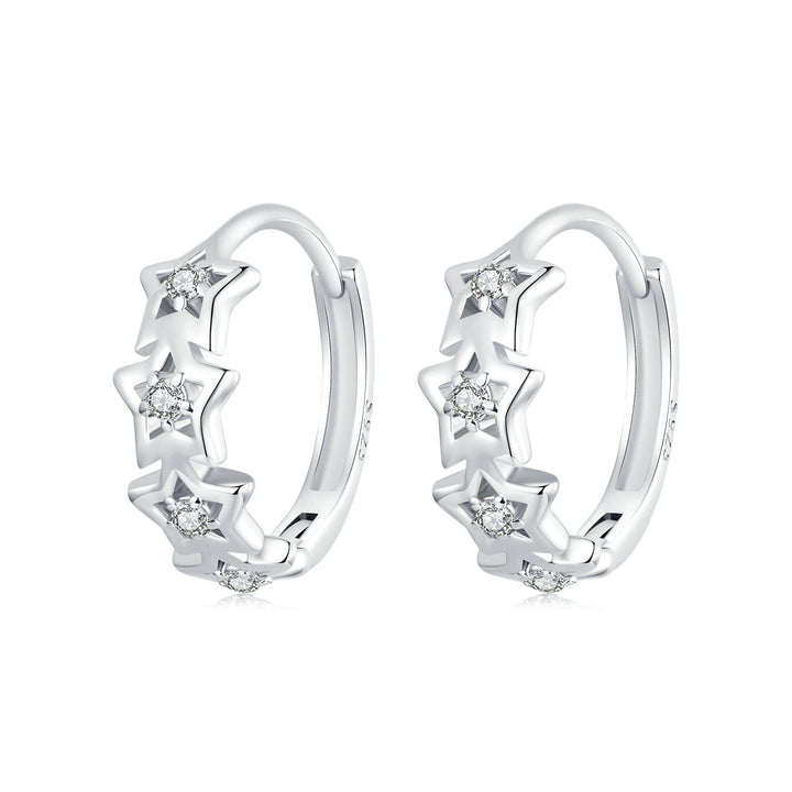 925 Sterling Silver Earrings with Pavé Setting, Size: 13*5mm, for Women