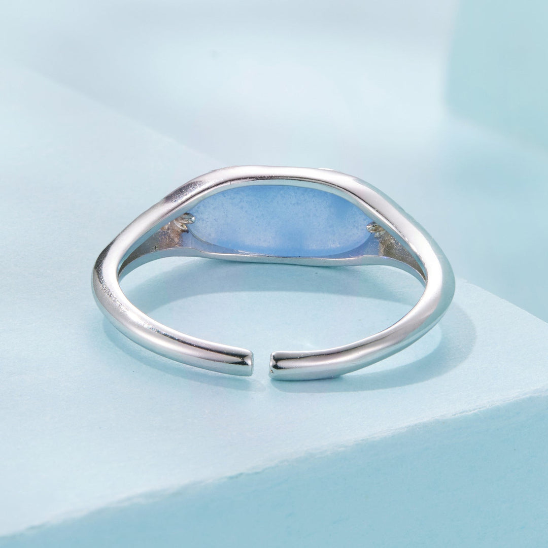 925 Sterling Silver &amp; White Gold Luminous Stone Ring for Women