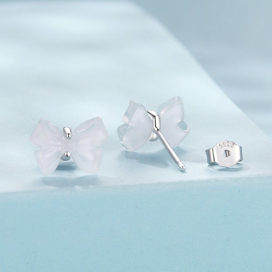 925 Sterling Silver Earrings for Women, 0.8*1.1cm, Plated White Gold
