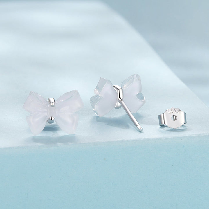 925 Sterling Silver Earrings for Women, 0.8*1.1cm, Plated White Gold